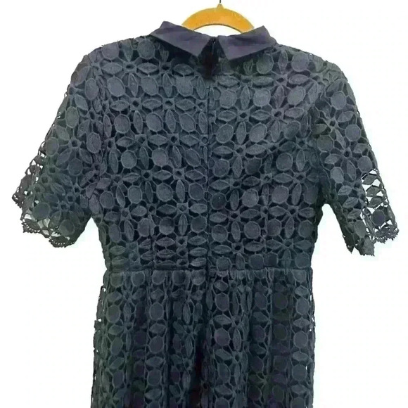 Jessakae Collared Navy Lace Overlay Short Sleeve Zip Back Midi Dress Women’s M - Picture 7 of 10